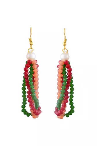 Multi-beads chain necklace with earring for women