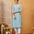hand embroidered sky blue cotton lucknowi chikankari anarkali a-line kurta