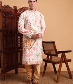 Off white color beautiful men's traditional kurta for ceremonial looks