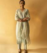 Light green chanderi plain kurta set