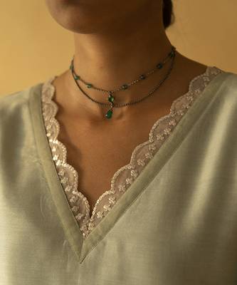 Light green chanderi plain kurta set 2