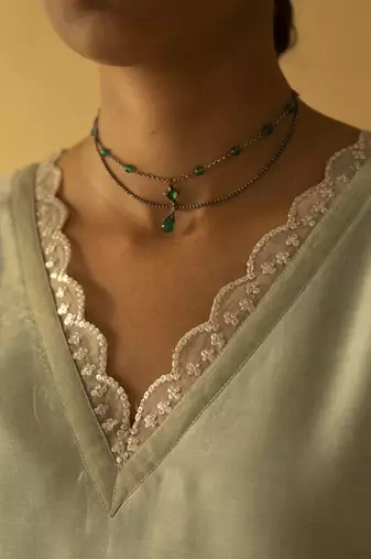Light green chanderi plain kurta set