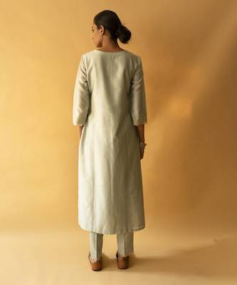 Light green chanderi plain kurta set 4