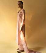 Pink chanderi plain kurta set