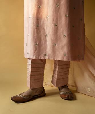 Pink chanderi plain kurta set 4