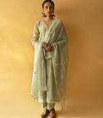Light green chanderi embroidered kurta set