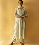 Light green chanderi embroidered kurta set