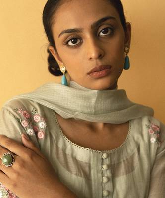 Light green chanderi embroidered kurta set 2