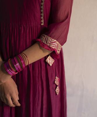 Purple chanderi plain kurta set 5