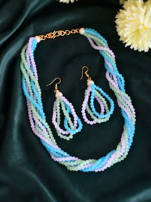Multi-beads chain necklace with earring for women 1