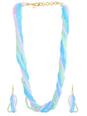 Multi-beads chain necklace with earring for women 2