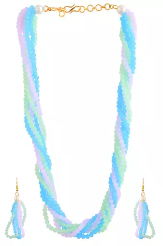 Multi-beads chain necklace with earring for women