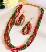 Multi-beads chain necklace with earring for women