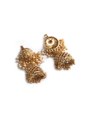 Gold plated green onyx filigree necklace set 5