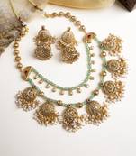 Gold plated turquoise onyx filigree necklace set