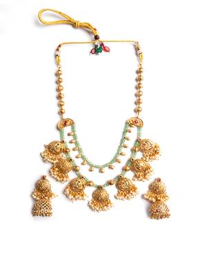 Gold plated turquoise onyx filigree necklace set 3