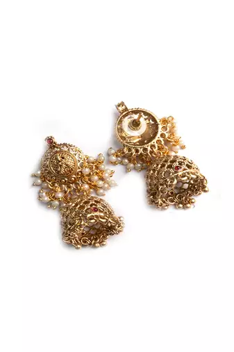 Gold plated turquoise onyx filigree necklace set