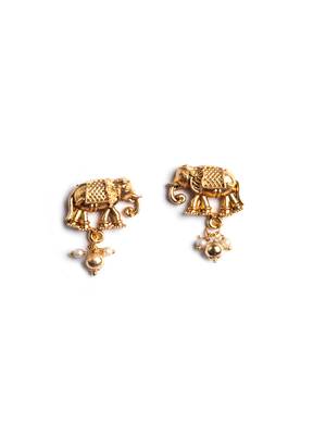 Gold matte finish gajanan necklace set 4