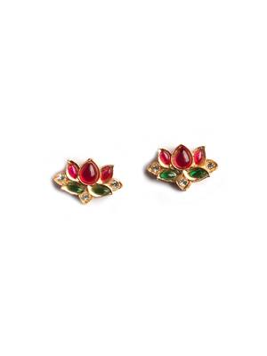 Gold plated multicolor lotus necklace set 4