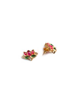 Gold plated multicolor lotus necklace set 5
