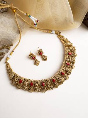 Antique matte finish coral necklace set 1