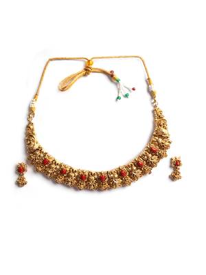 Antique matte finish coral necklace set 3
