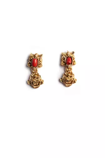 Antique matte finish coral necklace set