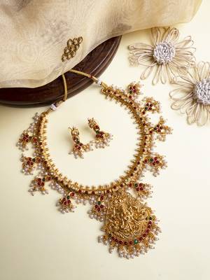 Gold plated new guttupusalu necklace set 1