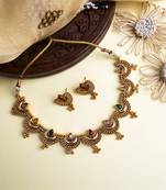 Gold plated multicolor kemp half moon necklace set