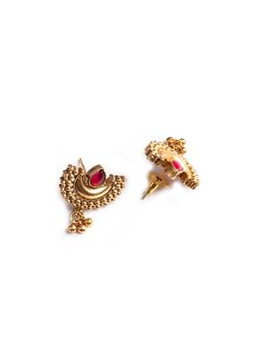 Gold plated multicolor kemp half moon necklace set 5