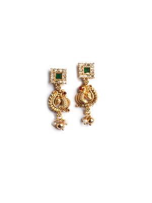 Gold plated sleek multicolor peacock necklace set 4