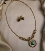 Green meenakari and beads necklace set