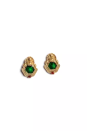 Green meenakari and beads necklace set