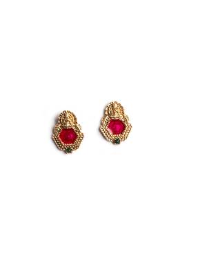 Red meenakari and beads necklace set 4