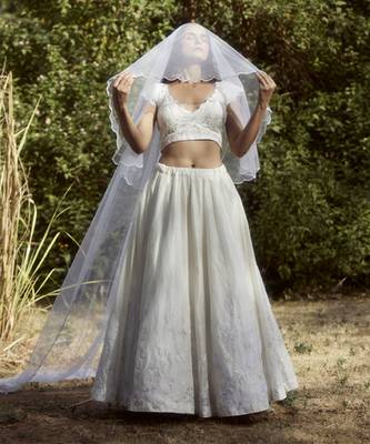 white organza plain Lehenga 1