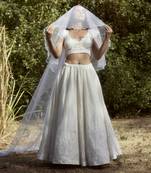 white organza plain Lehenga