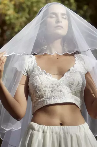 white organza plain Lehenga