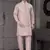 Pink viscose with full embroidery kurta pyjama and sequence work jacket for mens wear