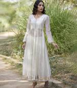 White tissue plain anarkali set