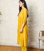 Mustard yoke jaal kurta set
