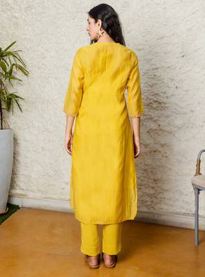 Mustard yoke jaal kurta set 2