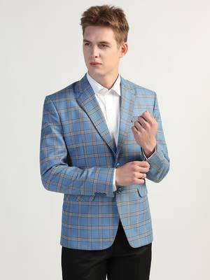 Blue checked tweed blazer 3