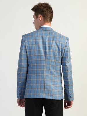 Blue checked tweed blazer 4