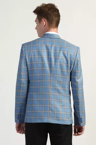 Blue checked tweed blazer