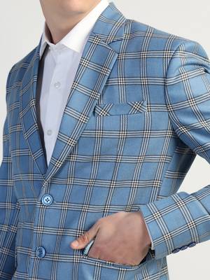Blue checked tweed blazer 5