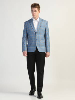 Blue checked tweed blazer 6