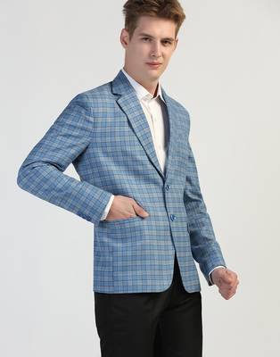 Light blue checked tweed blazer 2