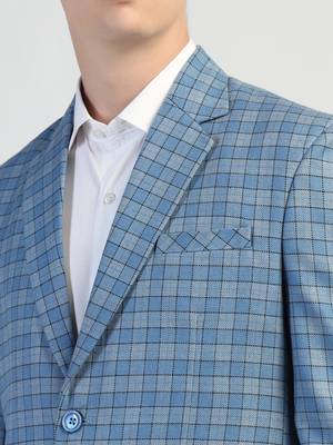 Light blue checked tweed blazer 4