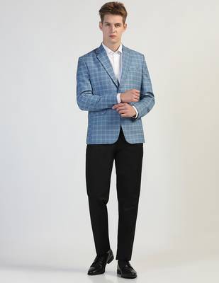 Light blue checked tweed blazer 5
