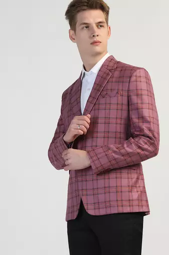 Purple checked blazer for men